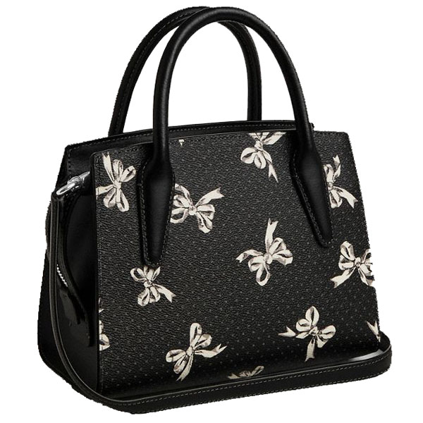 Coach Andrea Carryall Bag With Bow Print Silver Black Multi # CAA77