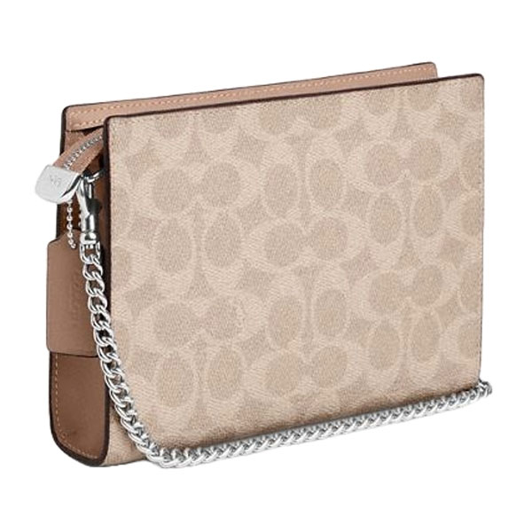 Coach Slim Crossbody Bag In Signature Canvas Silver Sand Taupe # CW204