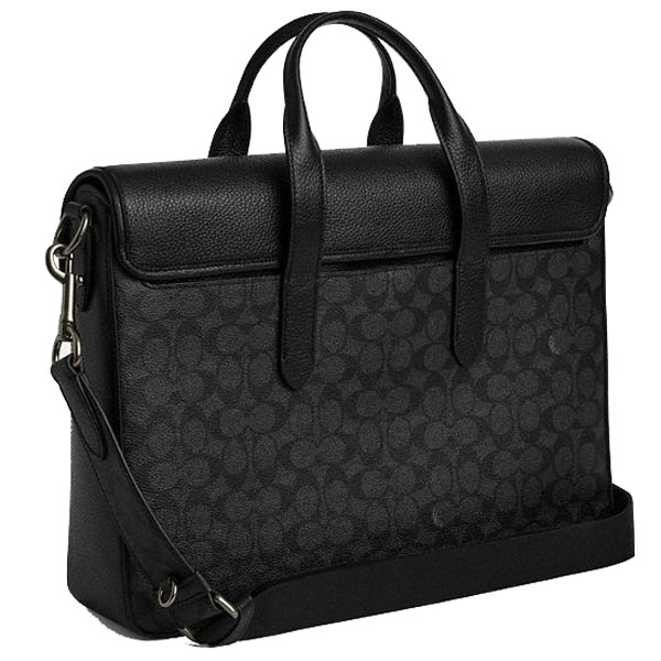 Coach Sullivan Portfolio Brief In Signature Canvas Gunmetal Charcoal Black # CZ402