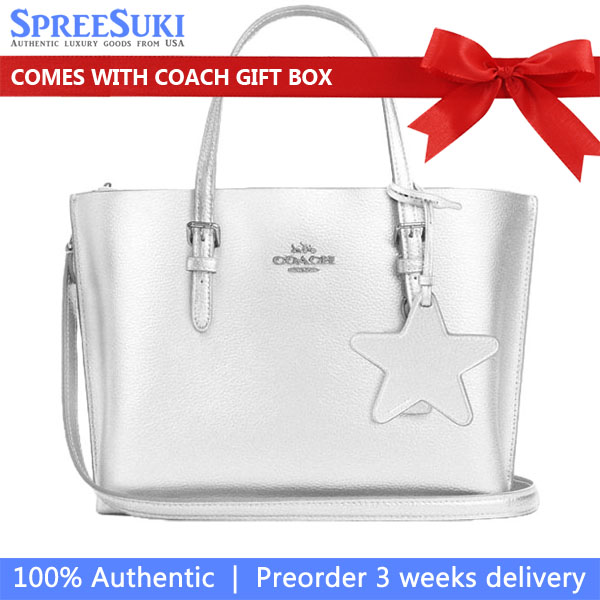 Coach Mollie Tote Bag 25 Silver Light Silver # CX253