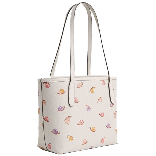 Coach Small City Tote With Snail Print Silver Chalk Multi # CV269