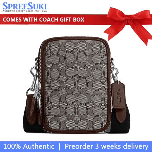 Coach Stanton Crossbody In Signature Jacquard Silver Oak Maple # CH097