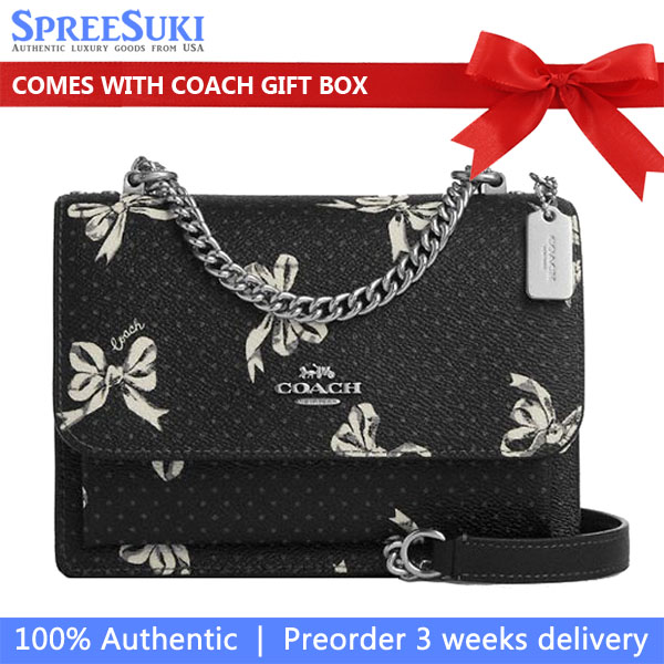 Coach Mini Klare Crossbody Bag With Bow Print Silver Black Multi # CAA98