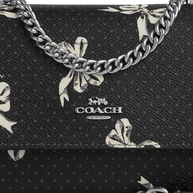 Coach Mini Klare Crossbody Bag With Bow Print Silver Black Multi # CAA98