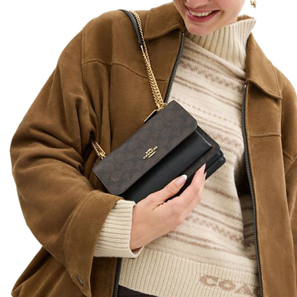 Coach Mini Klare Crossbody Bag In Signature Canvas Walnut Black # CW206