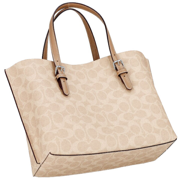 Coach Mollie Tote Bag 25 In Signature Canvas Silver Sand Taupe # CV965