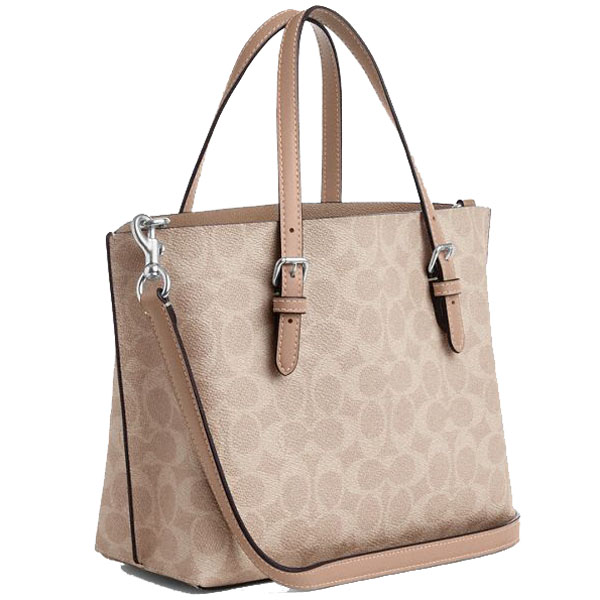 Coach Mollie Tote Bag 25 In Signature Canvas Silver Sand Taupe # CV965