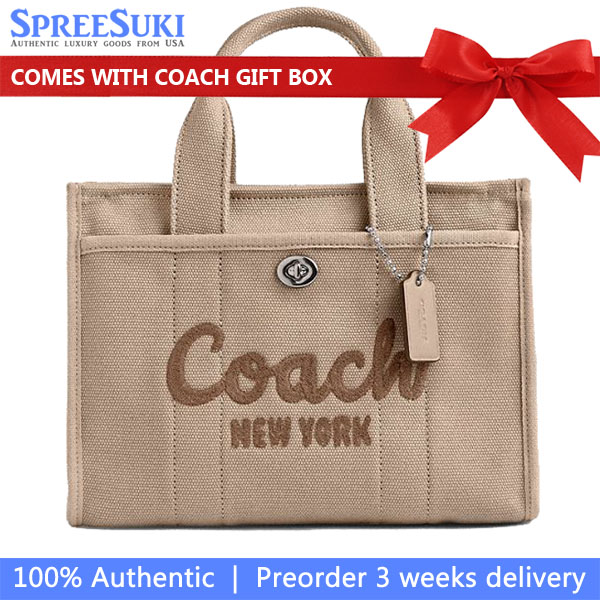 Coach Cargo Tote Bag 26 Silver Dark Natural # CP164