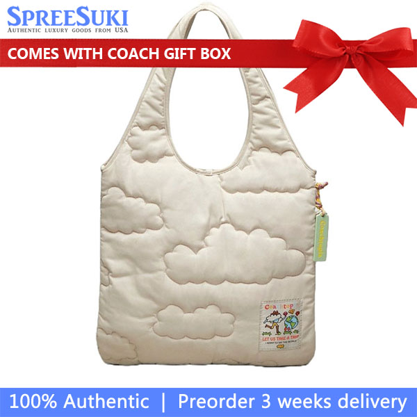 Coach Coachtopia Loop Flat Tote With Cloud Quilting Cloud # CO668