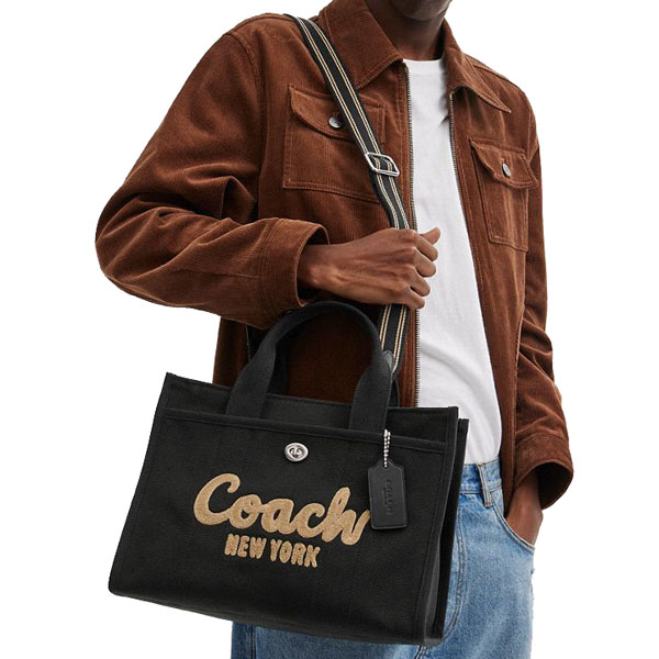 Coach Cargo Tote Bag Silver Black # CP158