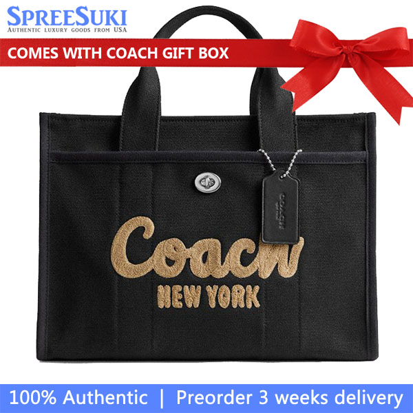 Coach Cargo Tote Bag Silver Black # CP158