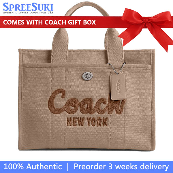 Coach Cargo Tote Bag Silver Dark Natural # CP158