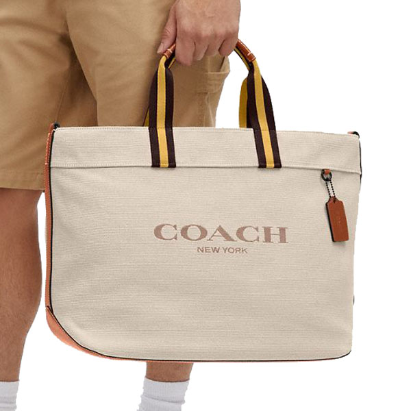 Coach Canvas Tote Bag 38 Black Copper Dark Natural # CJ486