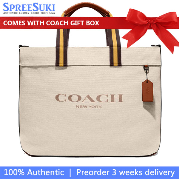 Coach Canvas Tote Bag 38 Black Copper Dark Natural # CJ486