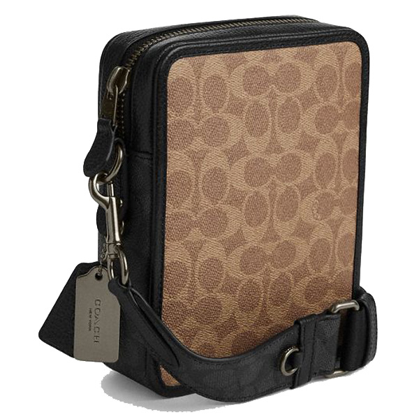 Coach Sullivan Crossbody In Blocked Signature Canvas Tan Charcoal Black # CW386