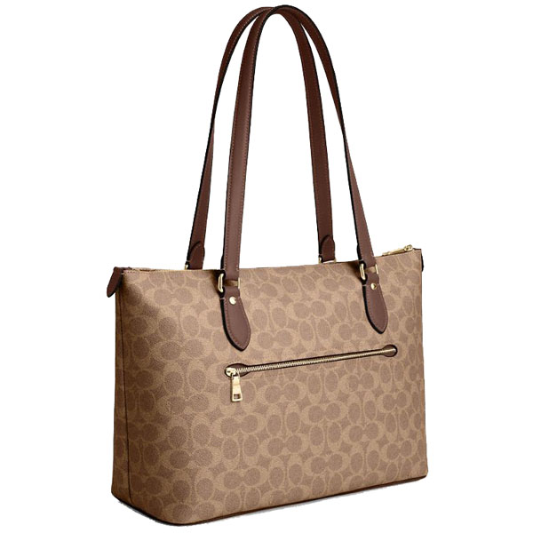 Coach Gallery Tote Bag In Signature Canvas Tan Brown # CW381