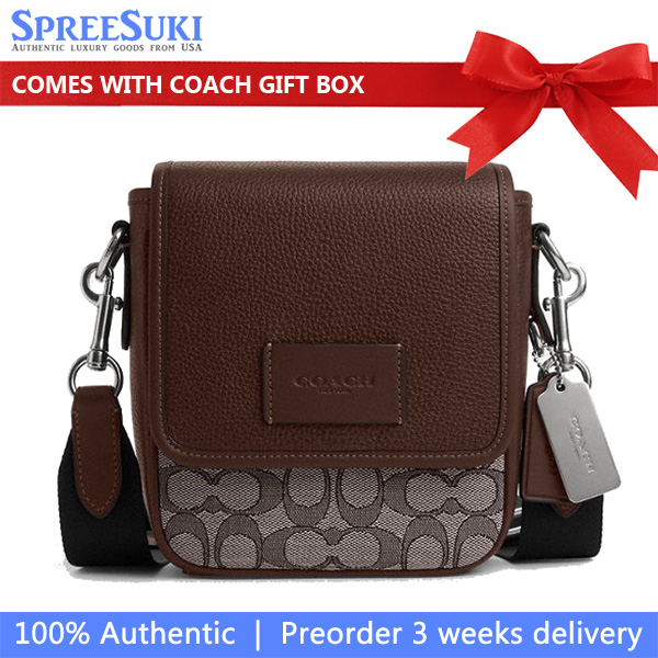 Coach Lucas Crossbody Bag In Signature Jacquard Silver Oak Maple # CO915