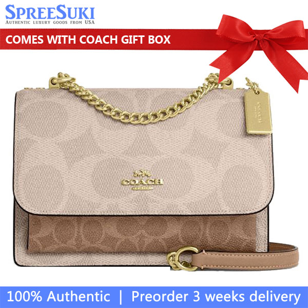 Coach Klare Crossbody Bag In Blocked Signature Canvas Sand Tan # CY678