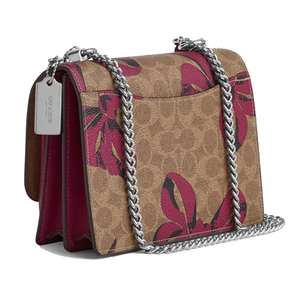 Coach Klare Crossbody Bag In Signature Canvas With Bow Print Silver Tan Pink Multi # CY649