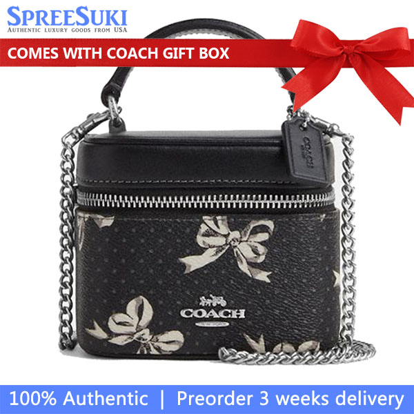 Coach Ava Crossbody Bag With Bow Print Silver Black Multi # CZ523