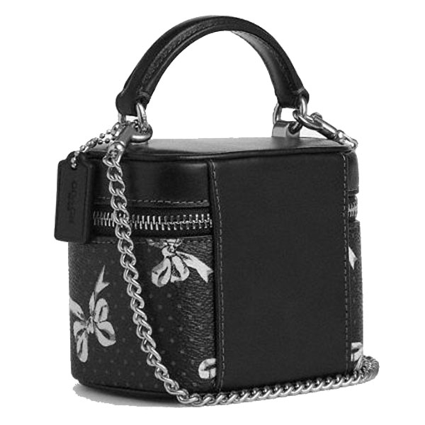 Coach Ava Crossbody Bag With Bow Print Silver Black Multi # CZ523