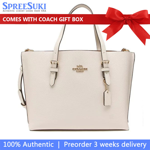 Coach Crossbody Bag Leather Mollie 25 Chalk Off White Light Saddle Brown # C4084