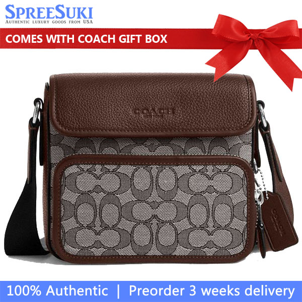 Coach Sullivan Flap Crossbody Bag In Signature Jacquard Silver Oak Maple # CT834