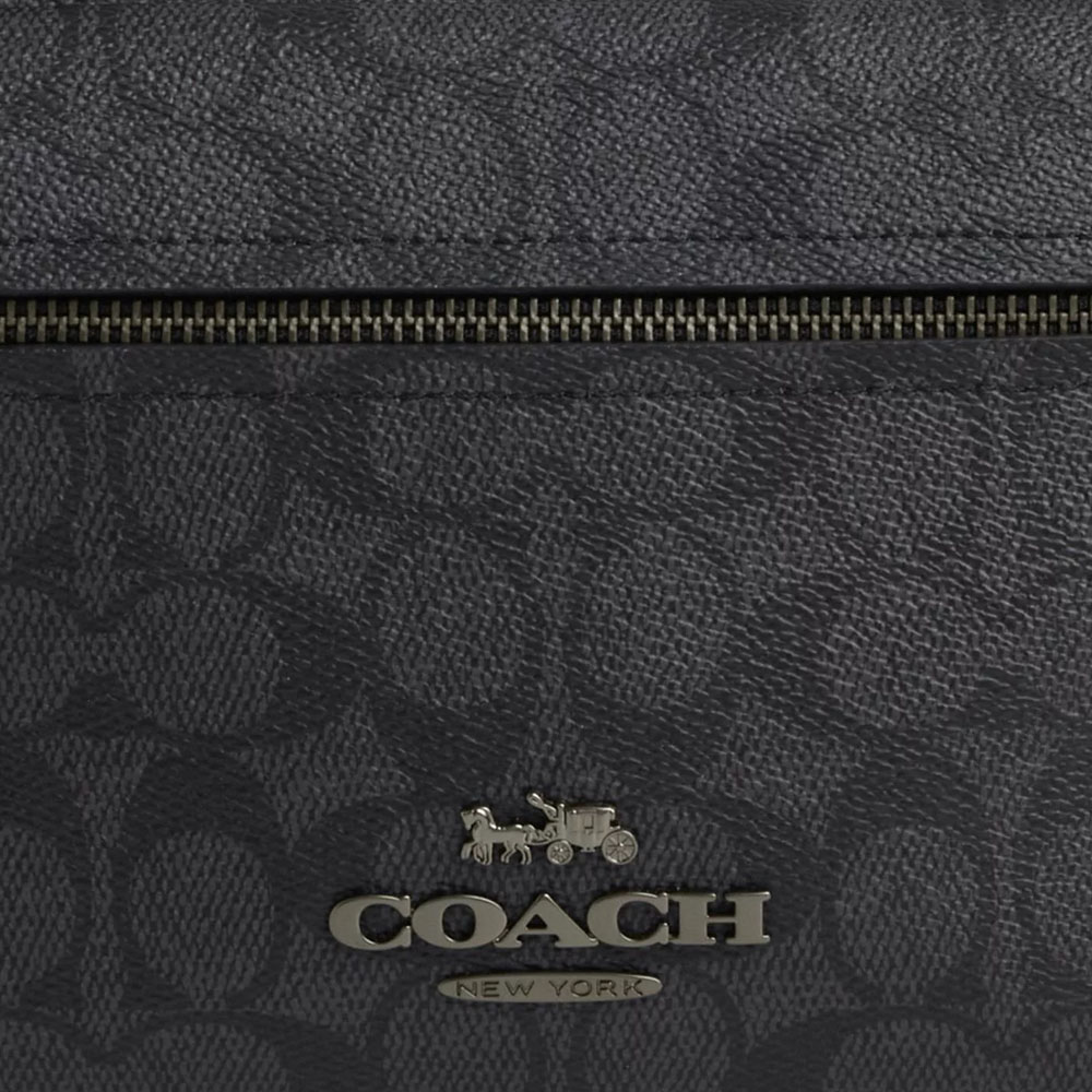 Coach Elias Crossbody In Signature Canvas Gunmetal Charcoal Black # CZ401