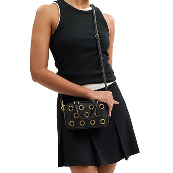 Coach Satchel Crossbody Bag With Grommets Black # CY747