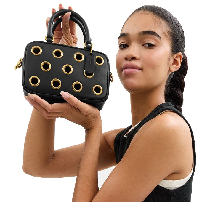 Coach Satchel Crossbody Bag With Grommets Black # CY747