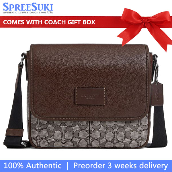 Coach Sprint Map Bag 25 In Signature Jacquard Silver Oak Maple # CE534