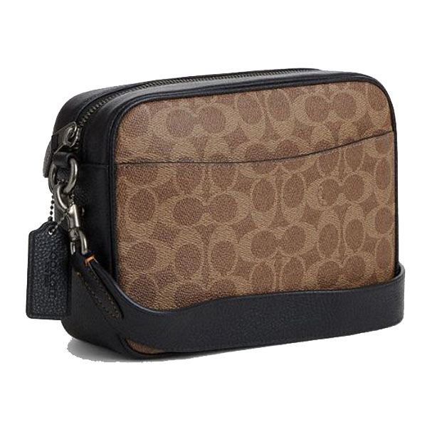 Coach Warner Crossbody Bag In Signature Canvas Tan Black # CW217