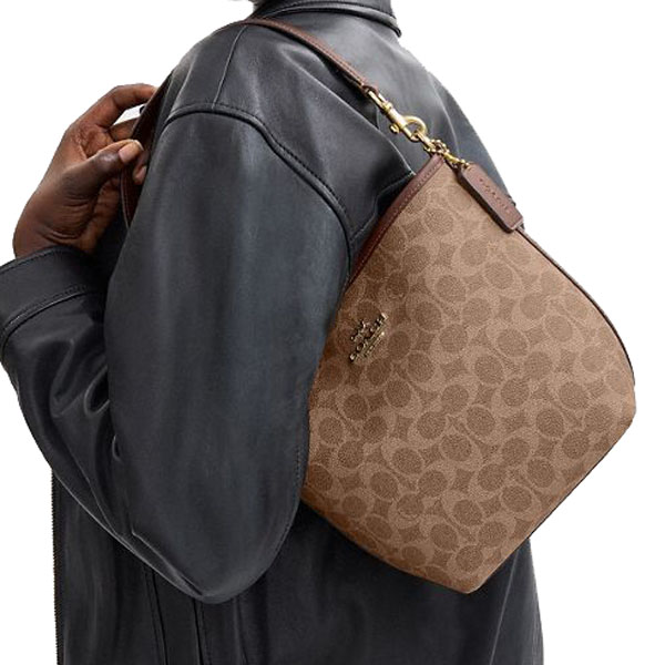 Coach City Bucket Bag In Signature Canvas Tan Brown # CT800