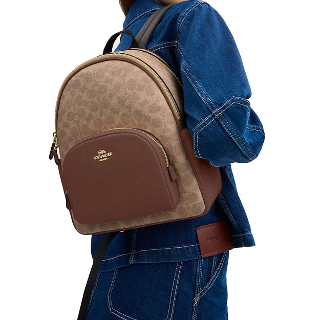 Coach Court Backpack In Signature Canvas Tan Brown # CZ176