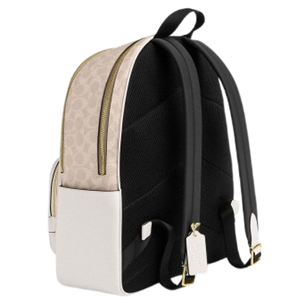 Coach Large Court Backpack In Signature Canvas Sand Chalk # CZ175