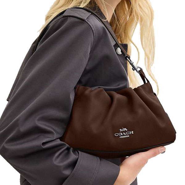 Coach Faye Shoulder Bag With Ruching Silver Maple # CV529