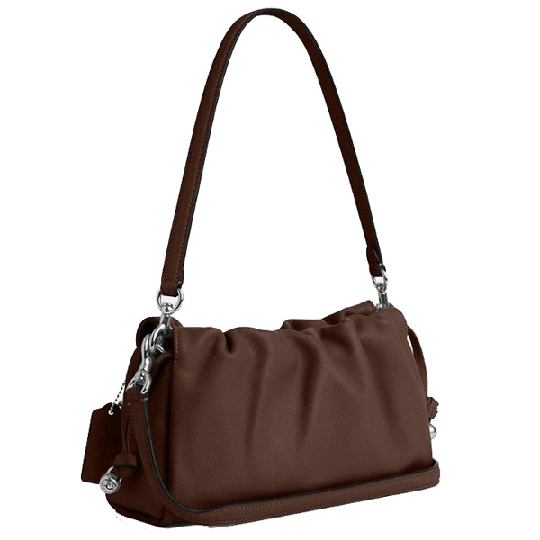 Coach Faye Shoulder Bag With Ruching Silver Maple # CV529