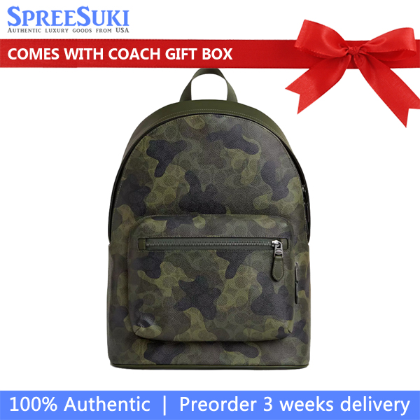 Coach West Backpack In Signature Camo Print Dark Shamrock Multi # CW311