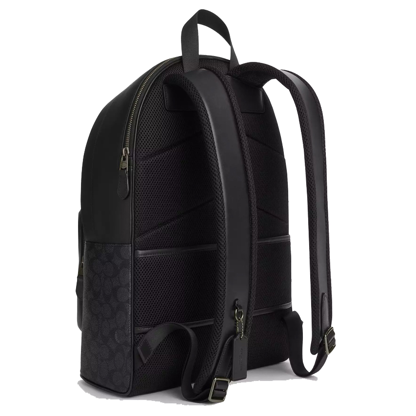 Coach West Backpack In Signature Canvas Gunmetal Charcoal Black # CV925