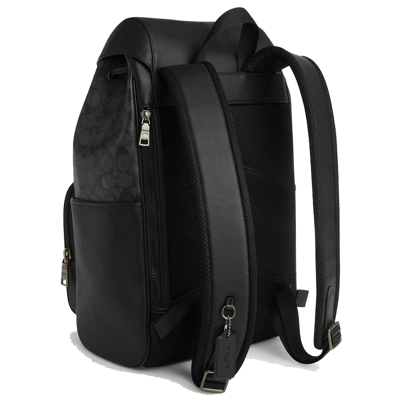 Coach Racer Backpack In Signature Gunmetal Charcoal Black # CT707