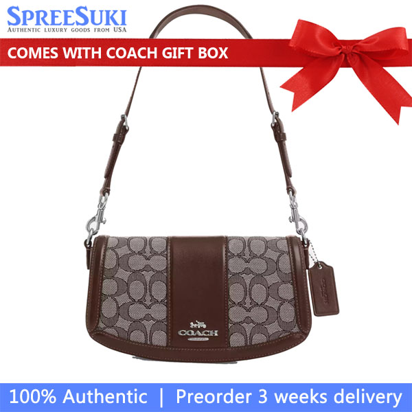 Coach Andrea Shoulder Bag In Signature Jacquard Silver Oak Maple # CT767