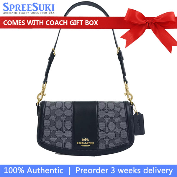 Coach Andrea Shoulder Bag In Signature Jacquard Midnight Navy # CT767