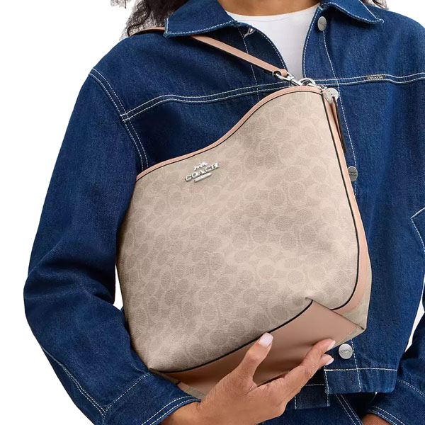 Coach City Large Bucket Bag In Signature Canvas Silver Sand Taupe # CT802