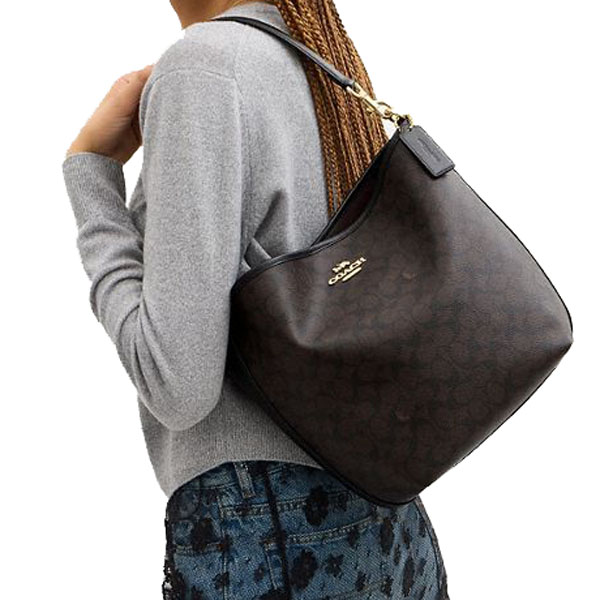 Coach City Large Bucket Bag In Signature Canvas Walnut Black # CT802