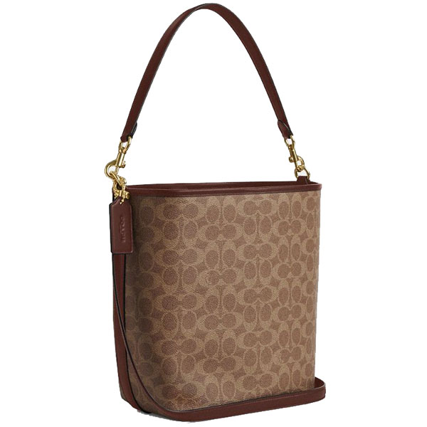 Coach City Large Bucket Bag In Signature Canvas Tan Brown # CT802