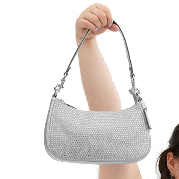 Coach Teri Shoulder Bag With Crystal Silver Silver # CV937