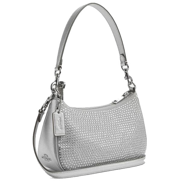 Coach Teri Shoulder Bag With Crystal Silver Silver # CV937