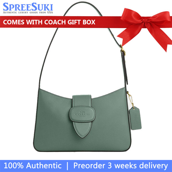 Coach Eliza Shoulder Bag With Zipper Closure Sage # CAA92