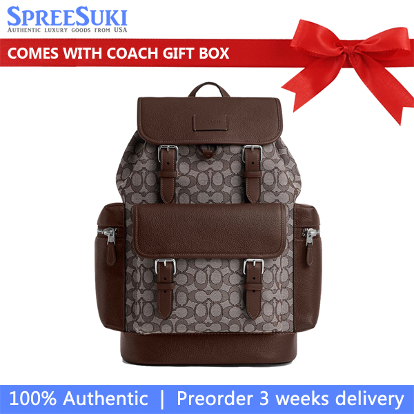 Coach Sprint Backpack In Signature Jacquard Silver Oak Maple # CT016