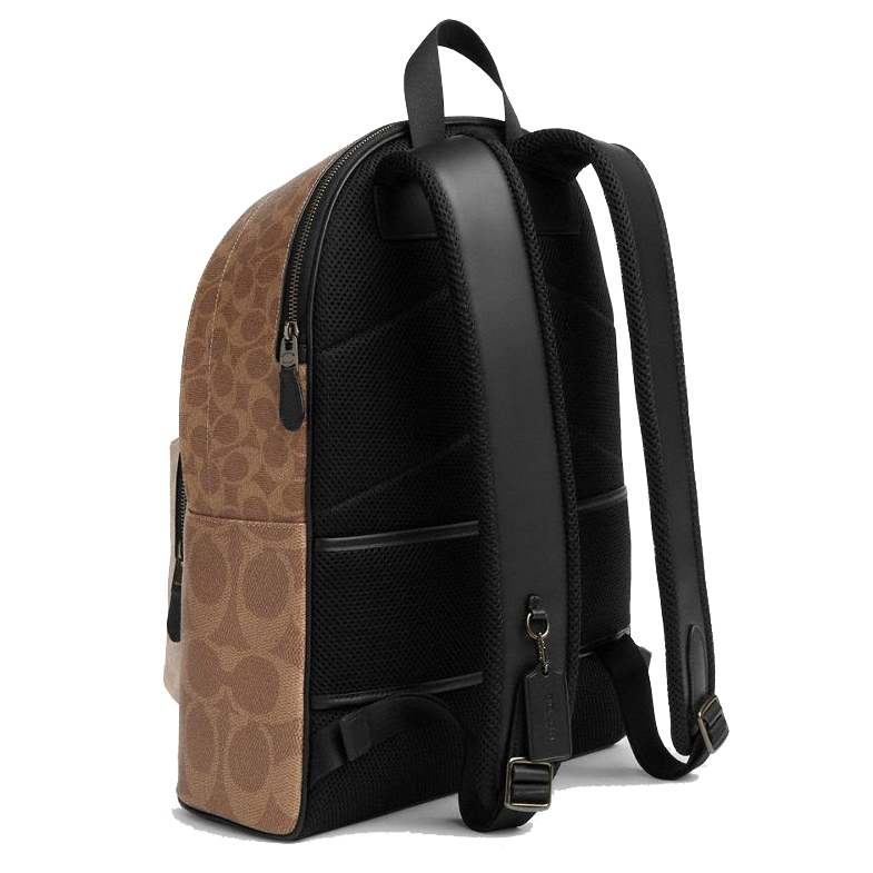 Coach West Backpack In Blocked Signature Canvas Sand Tan # CAB59